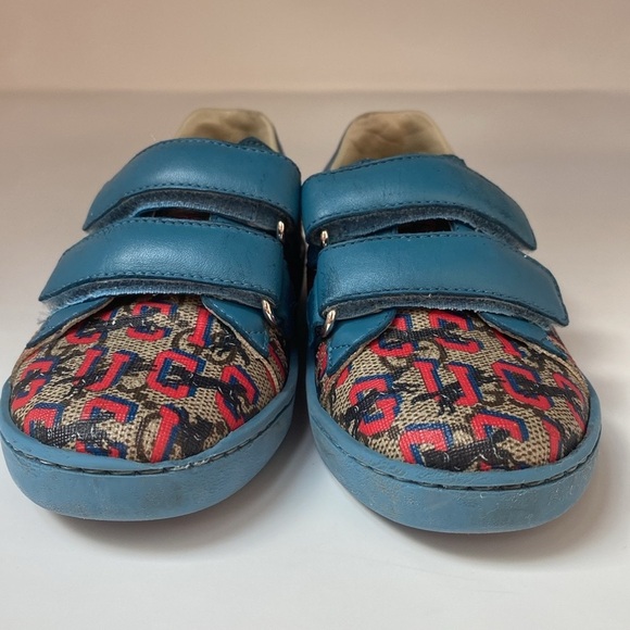 Gucci Supreme Canvas Kids Children's GG Gucci Wolves Sneakers Size 25 Toddler 9 - Picture 6 of 15